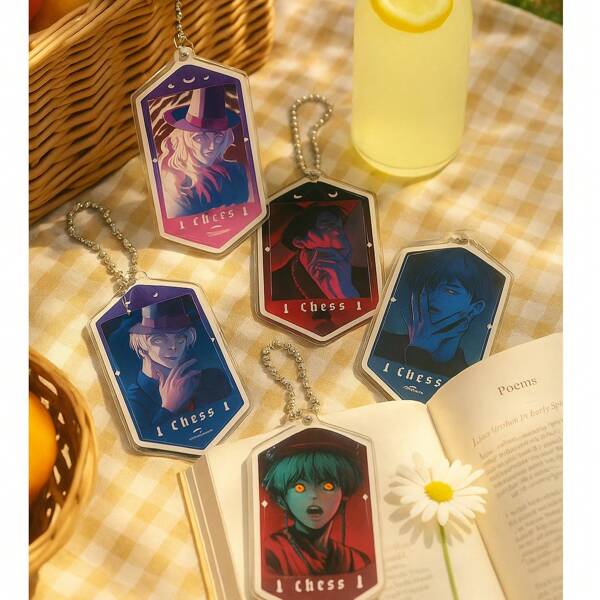 K Pop Demon Hunters Series Collectible Acrylic Keychain Featuring Chess-Inspired Anime Artwork, Durable Key Ring, Perfect Bag Charm For Students And Anime Lovers