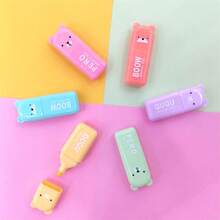 Bộ 4/5/6 bút dạ quang hình gấu nhỏ dễ thương, đầu bút vát màu pastel, đồ dùng học tập cho trường học và mẫu giáo. - Nhiều màu - Xem 11