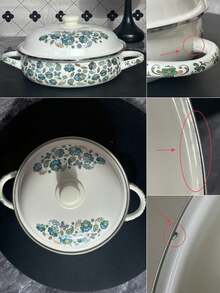 1set φ24cm/9.45in Multifunctional Extra-Thick Enamel Baking Pan, Double Handles And Enamel Lid - Perfect For Outdoor Gatherings, Stews, Soup Pots And Serving Dishes. Suitable For Food, Snacks, Fruits, Sushi, Pizza, Desserts