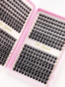 384pcs/Set D捲假睫毛簇，睫毛手冊，睫毛長度8-16mm，可自定義組合，自然蓬鬆貓眼效果假睫毛簇，假睫毛簇，單根假睫毛，假睫毛，假睫毛 - D - 查看 6
