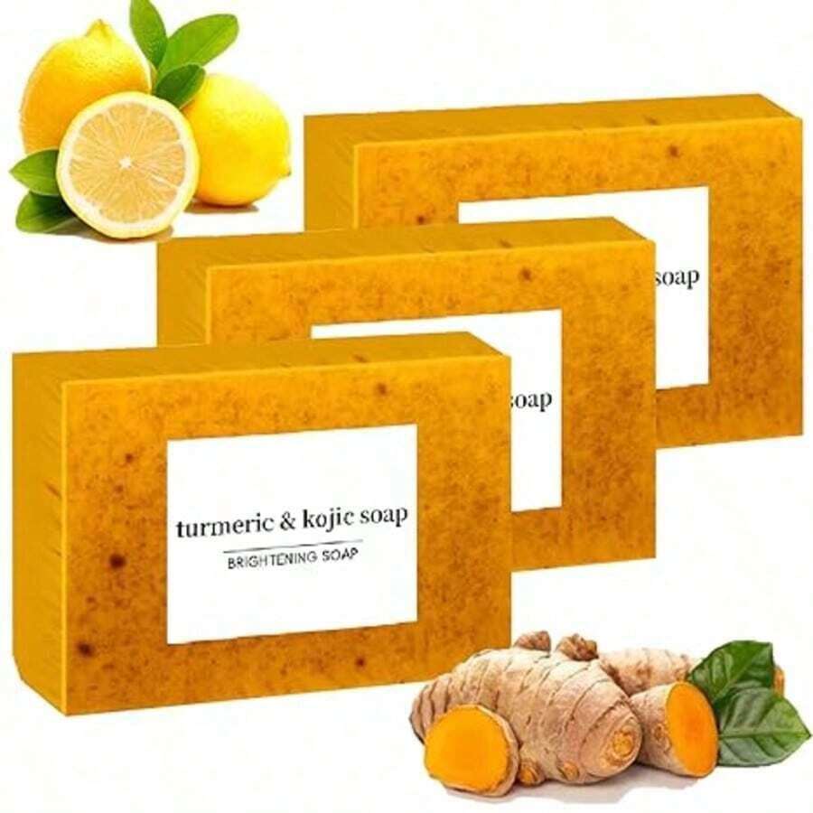 Lemon Turmeric Kojic Soap Fragrance - Jabon De Curcuma, Lemon Turmeric Soap, Honey Lemon Turmeric Soap, Turmeric Lemon Kojic Soap For Face And Body Skin Care Glow Recipe Skincare Skin Care Products Skin Care Sets - 黃色 - 查看 1