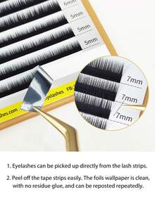 1pc 12rows J Curl Short Lashes Bottom Lash Under Eyelash Extensions 0.20mm 0.10mm 0.15mm B Curl 5mm 6mm 7mm 8mm 9mm SEEDEW Classic Individual Eyelash Extension Lashes Matte Black Professional Soft Natural - 黑色 - 查看 6