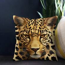 TOPSSCTR 1 pieza, Funda de almohada con diseño contemporáneo de tigre y leopardo - 17.7 pulgadas, tela de poliéster de piel de melocotón, funda de almohada estampada con vida silvestre por un solo lado - Funda decorativa para cojín de sofá - Tema animal - Para decoración de sala de estar y dormitorio - Ideal para amantes de los animales, sin relleno de almohada