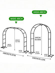 [Metal Garden Arch, Climbing Plants] 2 Sizes Metal Garden Arch - Wedding & Event Decoration, Garden Trellis For Climbing Plants, ,Bridal Party Decoration Wide Arbor, (Without Base/With Base),Assemble Freely - 1 Pack - Upgraded black & base - 查看 5