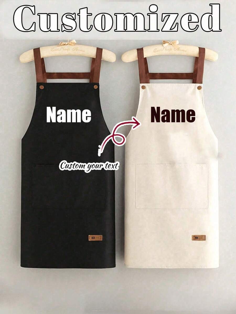 1 Stück personalisierte Küchen-Kochschürze, Schürze mit Individualdruck - Personalisierte Kochschürze, Schürze mit Individualllogo, Kochschürze, Schürze mit Individualnamen, Geschenk für Bäcker, BBQ-Schürze, Küchensch ürze, moderne ölabweisende Polyesterschürze in Schwarz, Polyesterschürze für Garten, Küche und Hausarbeit, perfekt für Zuhause, Restaurant und Kücheneinsatz, geeignet als Geschenk zum Muttertag, zur Hochzeitssaison, zur Abschlusssaison, für Familie und Freunde