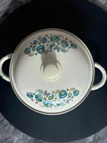 1set φ24cm/9.45in Multifunctional Extra-Thick Enamel Baking Pan, Double Handles And Enamel Lid - Perfect For Outdoor Gatherings, Stews, Soup Pots And Serving Dishes. Suitable For Food, Snacks, Fruits, Sushi, Pizza, Desserts