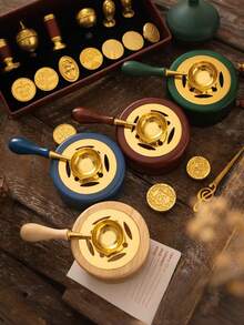 蜡封印章套装，包含熔蜡锅和勺子，完整的蜡封套装，用于熔化蜡珠或蜡棒，非常适合 DIY 婚礼请柬、礼品包装和工艺品，也是学校用品的绝佳选择。 - 彩色 - 查看 8