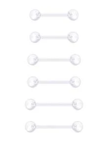 混合风格透明穿孔保持器低过敏性柔性Bioflex塑料隐形工作手术透明保持器肚脐环唇鼻钉眉毛乳头环舌耳环工业杠铃 - 無色 - 查看 19