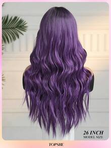 TOPSHE sanft und großzügig lila 66 cm lange lockige hitzebeständige synthetische Perücke mit Pony, Anfängerfreundliche Perücken für Frauen, für Halloween Kostümpartys, HEISS