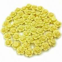 50Pcs 12mm Rose Flower Beads Loose Beads DIY Beads Jewelry Accessories Handmade Material - Yellow - View 2