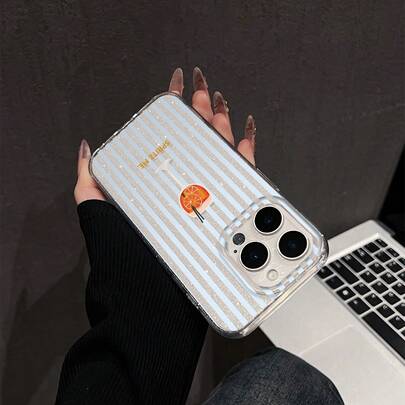 Ốp lưng điện thoại họa tiết ly rượu sọc, tương thích với iPhone 16 Pro Max, 15/14 Plus, 13, 12, 11, có lớp bảo vệ nút mạ điện.