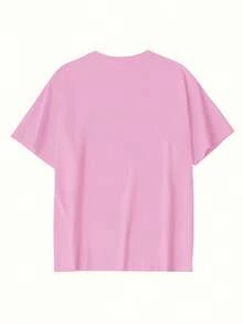 春夏女士新品：春夏 T 卹、春夏女士服裝、印花 T 卹、印花上衣、棉質上衣、高品質 T 卹、復古風、學院風、可愛風、都市風、Z 世代風格、千禧一代風格、Y2K 風格、朋克風、做舊風、極簡風、簡約風、休閒風、日常印花風、度假風格、有趣風格 - 淺桃紅 - 查看 4
