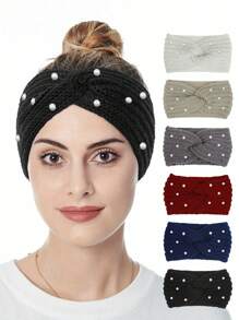 1/2/3PCS Winter Faux Pearls Headbands For Women Cold Weather - Knit Wide Women Ear Warmer Headband Thick Earmuffs For Women & Girls - Gifts & Stocking Stuffers Hair Accessories Workout Hair Bands Yoga Sweatband Autumn Winter Head Scarf Fall Head Band For Vacation Outfits Woman Women Bandana Soft Headwrap - Multicolor - View 1