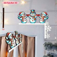 1pc Christmas Door Frame Decoration -Funny Santa & Penguin Christmas Corner Door Frame Decoration, Snowman Door Corner Decor, Manufactured Wood, Holiday Home Decor, Festive Home Party Scene DIY Craft Gift, Seasonal Wall Decor