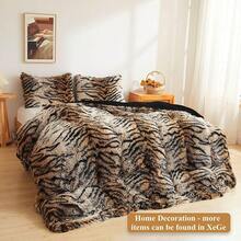 20x54 Fluffy Cheetah Print Body Pillow Cover, Leopard Print Plush Fuzzy Pillowcase With Zipper, Farmhouse Shaggy Long Pillow Cover Women Side Sleepers, Pink - 虎紋棕色 - 查看 7
