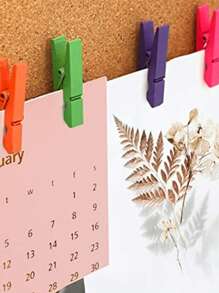 20pcs Creative Wooden Clips, Photo Clips, Cork Board Pins, Multipurpose Pins Suitable For Cork Board And Bulletin Board, Office And Classroom Decor - Multicolor - View 13