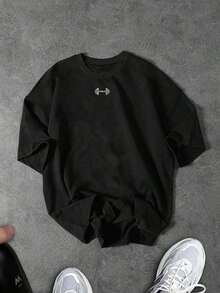Manfinity Sport Corelite Men's Graphic Print Loose Fit Round Neck Summer Sports-Shirt Workout Clothes Running Tees & Tanks Workout Tops Breathable - 黑色 13 - 查看 5