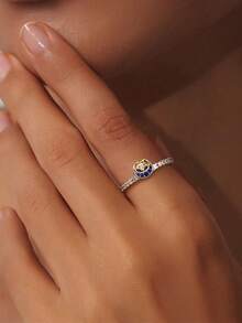 ESBERRY 1pc 925 Sterling Silver Luxury Star & Moon Stackable Ring, Perfect For Occasions Like Valentine's Day, Wedding, Birthday Party, Exquisite Jewelry - Star and Moon Ring - View 3