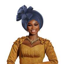非洲传统头巾，Aso Oke 材质，镶嵌水钻，女士款，非洲头巾帽，自动 Gele 头巾，手工时尚头饰，适合婚礼、派对及其他节日佩戴，亦可作睡帽。 - 彩色 - 查看 18