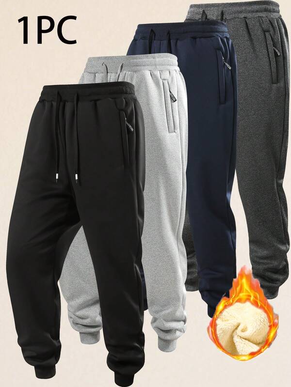 1 Stück Herren Schwarze Jogginghose mit Kordelzug, Elastischer Bund, Lässig Sportlicher Stil, Bequem für Alltag & Fitnessstudio Herren Hose