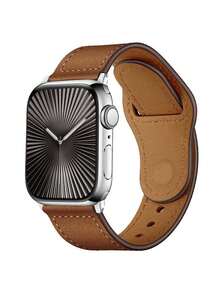 1pc Vintage Brown Leather Watch Band, Suitable For Apple Watch Ultra 3 2 1 Series SE S10 S9 S8 S7 S6 S5 S4 S3 S2 S1, 38mm 40mm 41mm 42mm 44mm 45mm 49mm 46mm, Classic & Fashionable For Business, Outdoor, Travel, Party, Apple Watch Strap