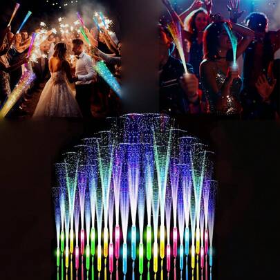 6pcs Colorful Fiber Optic Glow Sticks, LED Light Up Sticks, Bulk Flashing Wands For Christmas, Concerts, Party Favors, Stage Props, Weddings, Parties, Valentine's Day, Photo Atmosphere Decor, Birthdays, Guests, DJs, Music Events, Festivals, Unforgettable Neon Light Parties, Gifts, Halloween, New Year's Eve And Christmas Celebrations, Photo Atmosphere Decor