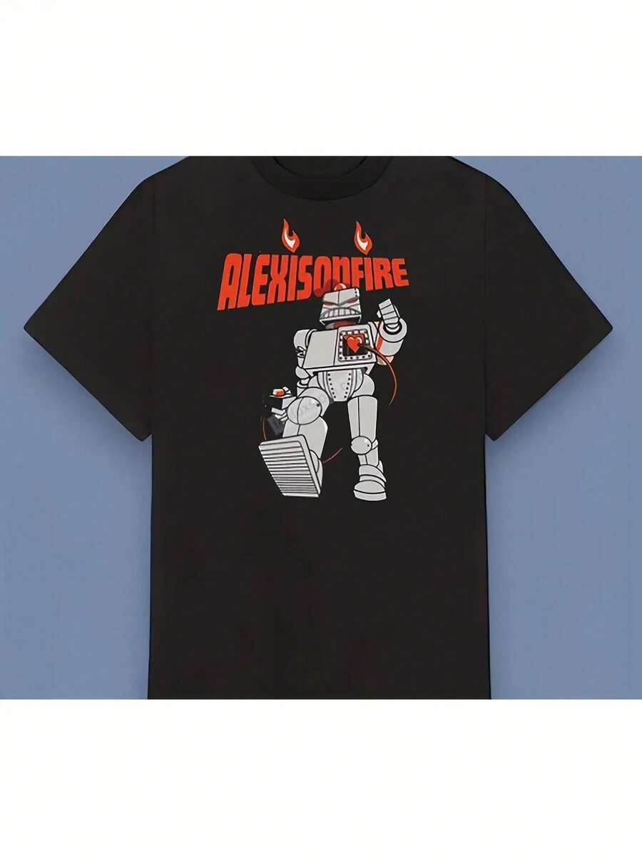 Camiseta gráfica Alexisonfire Australian Tour 2005 - Diseño de banda de rock retro para hombres, camiseta de algodón negra con estampado rojo y blanco, manga corta casual para todas las estaciones, camisetas de banda, ropa para fanáticos de la música, tela duradera - Negro - Ver 1