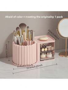 1 pieza Organizador de escritorio con soporte giratorio para bolígrafos y cajón pequeño, adecuado para almacenamiento en el escritorio del hogar