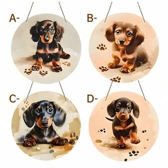 4 件可爱腊肠犬木制墙壁艺术 - 多功能动物主题艺术品，适合家庭、餐厅和咖啡厅装饰，理想的家庭和餐厅装饰礼物，非常适合爱狗人士