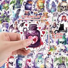 50pcs/Pack Halloween Gothic Witch Romantic Mysterious Dark INS Retro Romantic Cute Aesthetic Christmas Stickers, Cute Cartoon Fun Aesthetic Sticker Pack For Scrapbooking, Self-Adhesive Stationery Seals, Envelopes, Guitars, Instruments Decor, Holiday Gifts, Teenage Party Supplies, Rewards, Motivation Stickers, New Year Winter - Multicolor - View 7