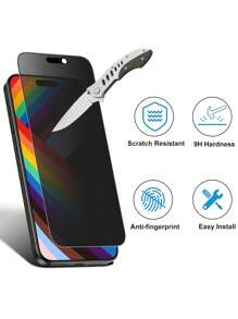 2pcs/Set Matte Anti-Spy Screen Protector, Privacy Protection, Full Coverage, Anti-Fingerprint, Anti-Drop, Anti-Scratch, Smooth Ceramic Matte Anti-Spy Phone Film, Compatible With 11-17 Series, Essential Screen Protection For Daily, Office, Home Use, Waterproof, Shockproof, Scratch-Resistant - Black - View 5