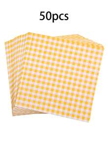 50张/100张/500张防油纸衬垫三明治包装纸，方格蜡纸，4色蜡纸，厨房烘焙纸蛋糕盒衬垫吸油纸格子盘衬垫汉堡面包三明治涂层纸 - 彩色 - 查看 14