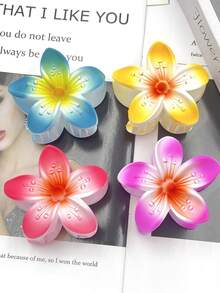 1个/5个/8个装芙蓉花/夏威夷花休闲ABS塑料（ABS树脂）2025新款夏威夷鸡蛋花百合花发夹，时尚简约发爪，流行鸡蛋花发饰，适合假日、旅行、派对、生日、办公室、海滩等场合，时尚发爪夹，秋季配饰，秋季发夹，冬季配饰，适合度假装扮，女士夏季 - 彩色 - 查看 18