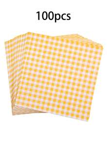 50张/100张/500张防油纸衬垫三明治包装纸，方格蜡纸，4色蜡纸，厨房烘焙纸蛋糕盒衬垫吸油纸格子盘衬垫汉堡面包三明治涂层纸 - 彩色 - 查看 17