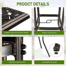 Outdoor Bar Table Cast Aluminum Patio Bar Table With Umbrella Hole 42" Height Square Bistro Table Tall Dining Table - 銅色 - 查看 4