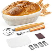 Oval Bread Proofing Baskets, Complete Sourdough Bread Baking Supplies For Beginners & Pros, Bread Making Tool Kit With Cloth Liner Bread Lame Scraper - Multicolor - View 1
