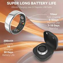 MixtataDi Smart Ring, New Smart Ring With Charging Compartment, Fitness, Steps, Distance, Calories, Sleep, Exercise, Compatible With For Iphone Android, Remote Photo Control, Ultra Low Power Consumption, Stylish And Comfortable Gift Option - 彩色 - 查看 11