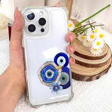 Blue Evil Eyes Agate Flower Starfish Element Design Shockproof Clear Phone Case , Space-Grade Transparent Cover For Ultimate Drop Protection - Suitable For IPhone17/IPhone17 Air/IPhone17 Pro/IPhone17 Pro Max/16 Pro Max/15 Pro Max/14 Pro Max/13 Pro Max/12 Pro Max,Birthday Present For Him/Her - Trong sáng - Xem 1