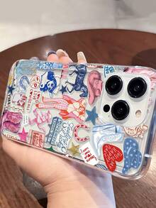1pc Cowgirl Graphic Transparent TPU Shock-Absorbing Anti-Fall Anti-Fingerprint Phone Case, Suitable For IPhone