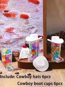 24pcs/Set (12 Mini Plastic Cowboy Hats & 12 Cowboy Boot Cups), Western Cowboy Hat & Boot Cups, Party Supplies Suitable For Theme Birthday Party Decor And Cowboy Bachelor Party Favors, 1oz - Multicolor - View 10