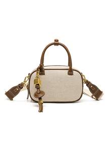 MINI TOPSTITCHED BAG, Wide Strap Women's Vintage Crossbody Bag, Small Tote Ladies Luxury Design Handbags, Solid Color Simple Shoulder Bag, Bags For Ladies Fashionable - Multicolor - View 2