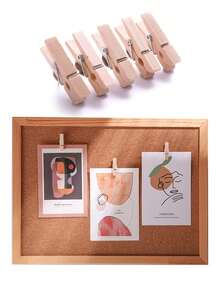 20pcs Creative Wooden Clips, Photo Clips, Cork Board Pins, Multipurpose Pins Suitable For Cork Board And Bulletin Board, Office And Classroom Decor - Multicolor - View 6
