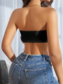 Women's Sexy Halter Tank Top - Front Closure, Pleated Design, No-Line Strap With Removable Padding, Nylon/Super Stretch Fiber Blend, Multicolor, Medium Support, Great For Adult Lingerie, Underwear, Halter Design - màu đen - Xem 5