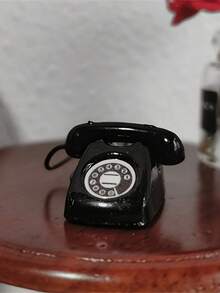 1 Stück Mini Retro Drehtelefon Modell - Legierung Metall, schwarz und rot mit weißen Linien, geeignet für DIY Puppenhaus, Taschenszene Dekoration und Sammlungsausstellung, Weihnachts-Tischdekoration, Heimdekoration, Weihnachtsdekorationen, Raumdekoration, Winterweihnachtsdekorationen, Weihnachtsgeschenke, Weihnachtsdekor - Verschiedenfarbig - Übersicht 7
