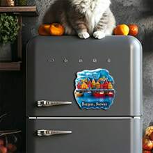 2D Flat Printing, 1pc Bergen, Norway Fridge Magnet - Acrylic & Rubber Soft Magnet, With Vibrant Bergen City Landscape Design, Octagonal Kitchen Decor Suitable For Refrigerator/Freezer, Unique Travel Souvenir Gift, Home & Household Cute Fridge Magnet