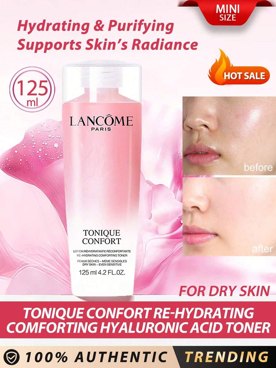 Lancôme Lancome [Mini Size] Soothing Hydrating Hyaluronic Acid Toner, 125ml / Suitable For Dry And Sensitive Skin / Moisturizing And Purifying / Long-Lasting Hydration / Lightweight Texture / Enhances Skin Radiance / This Lightweight Toner Infused With Hyaluronic Acid Can Significantly Hydrate Skin In Just 30 Minutes. The Soothing Hydrating Hyaluronic Acid Toner Helps Strengthen The Skin's Natural Moisturizing Barrier. [Random Packaging (2 Styles)] - Mới - 125ml - Xem 1