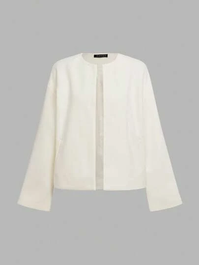 Women's Basic Minimalist Commute Daily Date Vintage Inspired Loose Fit Crew Neck Long Sleeve Short Jacket, Autumn/Winter