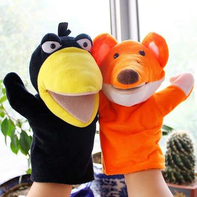 Fox And Crow Hand Puppets, Movable Mouth Plush Doll Puppets For Storytelling, Theater Performance