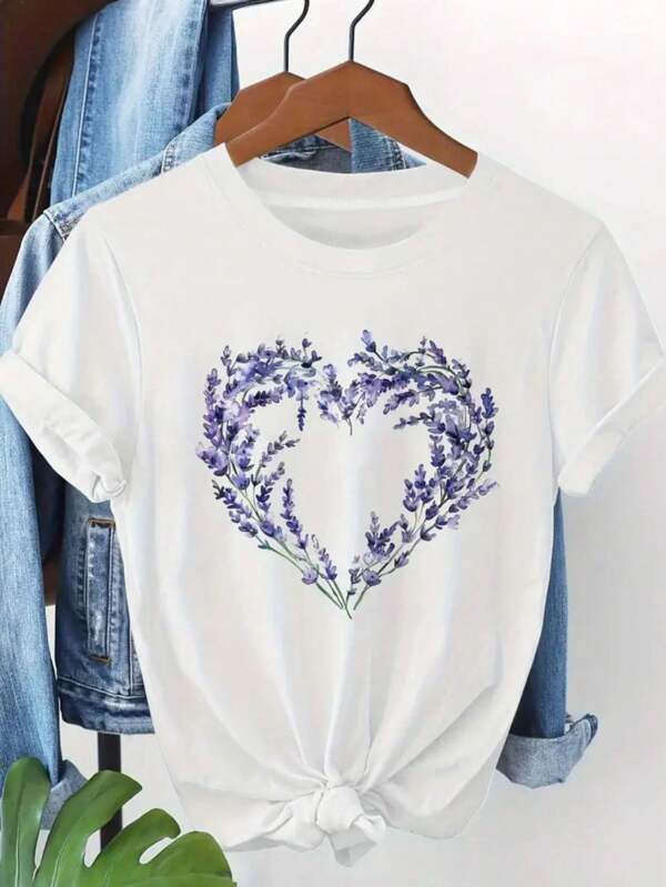 Camisa feminina flores coração tendencia blogueirinha camisa verão 100% algodão máximo conforto e qualidade