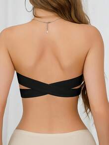 Women's Elegant Strapless Bra With Crisscross Closure And Removable Silicone Pads - Non-Slip, High Support, No Wire Rings, Black, Adjustable Straps, Enhanced Comfort And Support, Comfort Slimming Underwear - 白色 - 查看 3